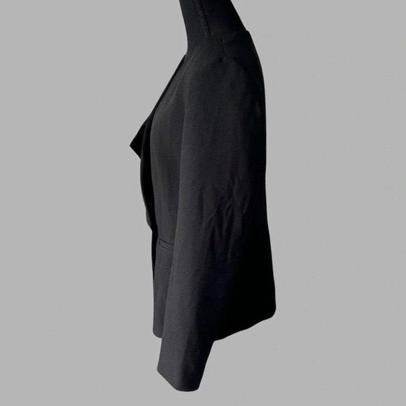 Tahari Black Ruffle Asymmetrical Blazer - Picture 2 of 16